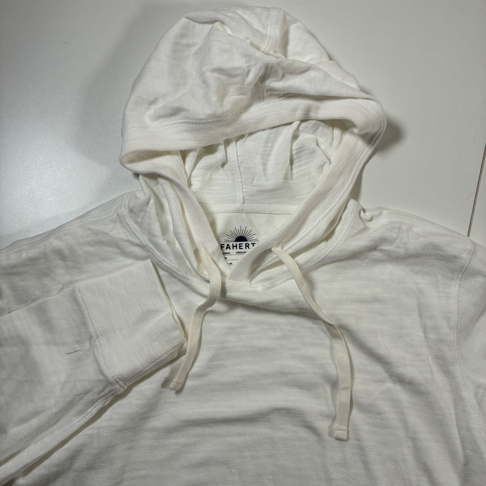 NEW Faherty Hoodie XL White Organic Cotton Slub Knit MKC0096-WHT